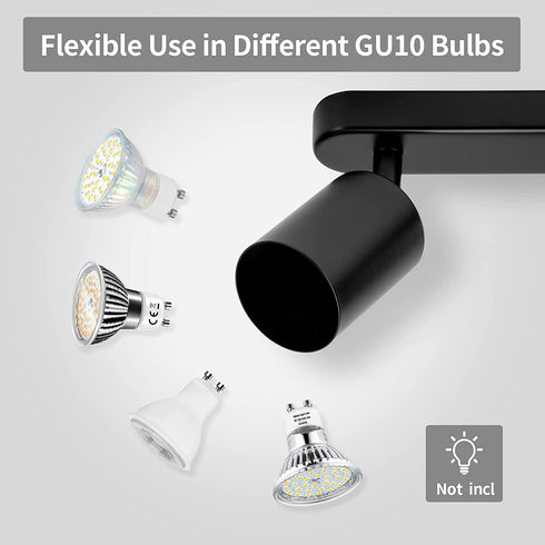 SGGSHENNAN 2 Gu10 (Black-2 Adjustable Spotlight Ceiling Light Fixture Light Track Lighting Indoor Directional Light
