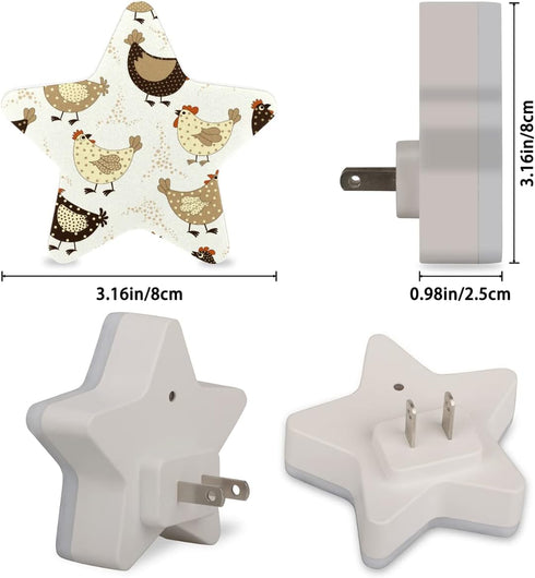 bisibuy Cute Chicken Night Lights Plug Into Wall Retro Fowl LED Nightlights with Dusk-to-Dawn Sensor Nightlight