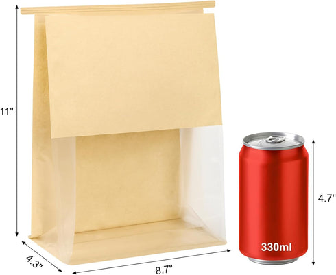 Ocmoiy 50 Pack 8.7x4.3x11 Inches Packaging Bread Bags for Homemade Breads, Resealable Tin Tie Tab Lock Large Bakery