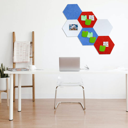 PATIKIL Hexagon Felt Board Tiles, 2 Pack Large Self Adhesive Wall Bulletin Pin Board for Home Office Classroom