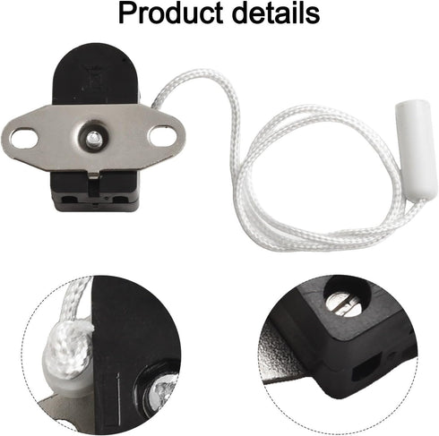 YobiLife Cord Pull Switch for Furniture and Lighting Control, Two-Hole Plate Mount for Wall Lamps, Table Lamps, Floor