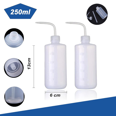 250pcs Tattoo Bottles Bags with 2pcs 250ml Tattoo Wash Bottles, Disposable Squeeze Bottle Sleeves for Tattoo Kits