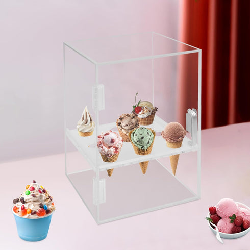 Mahugde 9 Holes Ice Cream Cone Cabinet, Clear Ice Cream Display Cabinet Acrylic Ice Cream Display Cabinet for Dessert