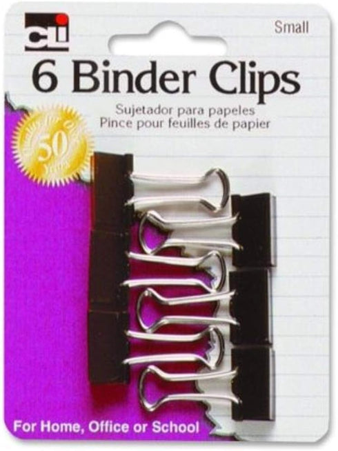 Charles Leonard Binder Clips, Small, Black/Silver, 6-Pack (50200) by Charles Leonard