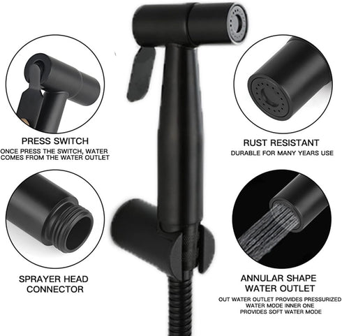 HSEAREA Steel Bidet Sprayer for Toilet Handheld for Cloth Diapers, Bathroom Jet Kit with Explosion-Proof Hose, Great