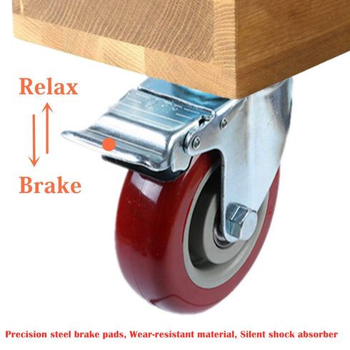 3 inch Heavy Duty Casters Load 2000lbs, Lockable Bearing Plate Wheels with Brakes, Set of 4