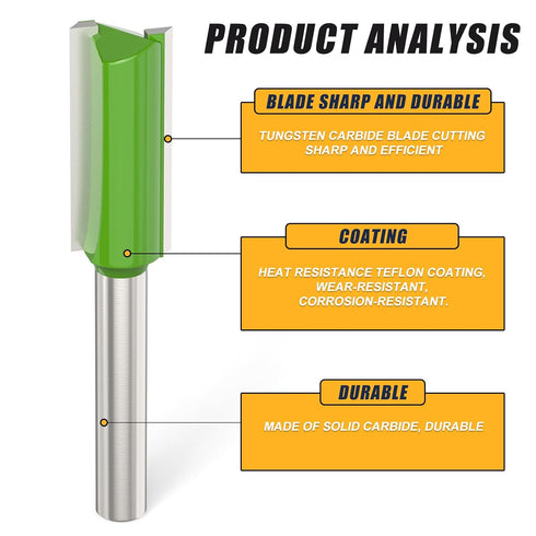 7PCS Set 1/4 Inch Set, 1/8", 5/32", 3/16", 1/4", 5/16", 3/8", 15/32" Straight Cut Router Bits Shank Straight Dado