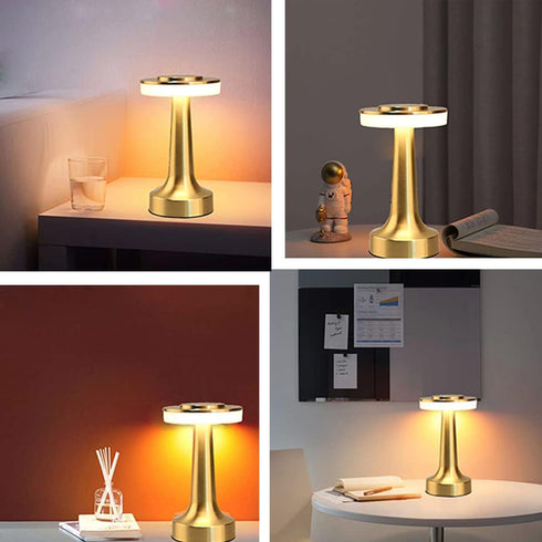 Portable LED Table Lamp - Touch Sensor, 3 Levels Brightness, Rechargeable Battery, Night Light for Kids Nursery, Gold