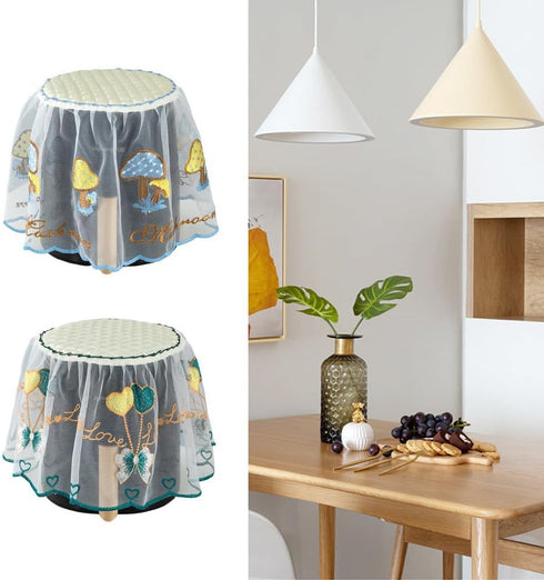 NentMent 2 Pack Countertop Air Fryer Cover Embroidery Lace Digital Air Fryer Dust Cover Top Covers for Compact Airfryer