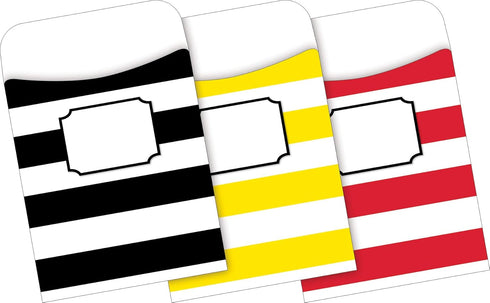 Barker Creek Designer File Folder and Library Pocket Set, 12 Colorful File Folders, Buffalo Plaid & Wide Stripes, 30