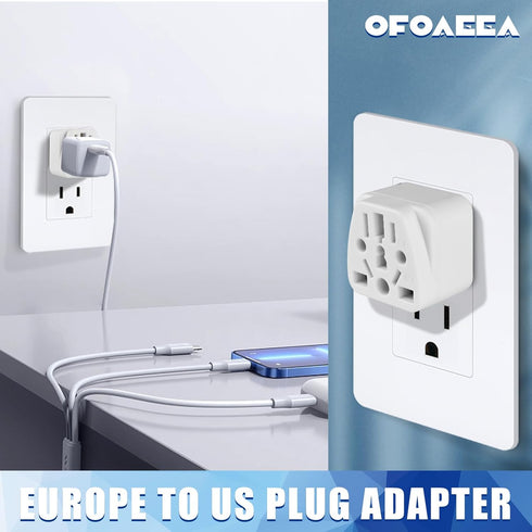 4 Pack UK to US Plug Adapter, Travel Plug Adapter, Type B Universal to American Outlet Adapter, White