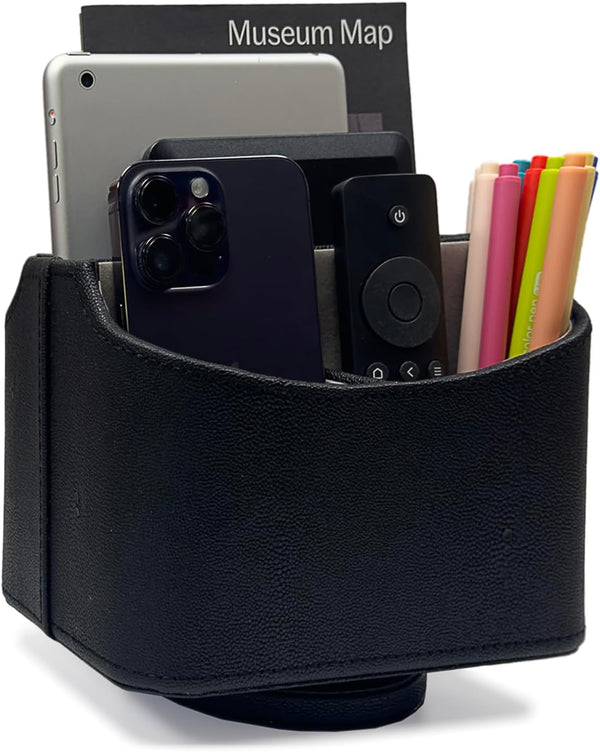 UnionBasic 360 Degree Rotating Desk Organizer, Fishskin Black, Desktop Caddy for TV Guide, Mail, Media, Remote Holder