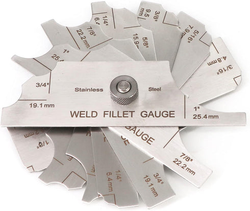 Stainless Steel Fillet Weld Set Gauge Rl 1/8''-1'' Welding Inspection Test, 7-Pieces