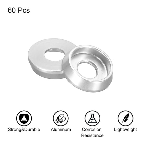 MECCANIXITY M3 Cone Cup Countersunk Washers, Pack of 60 Aluminum Gaskets for RC/FPV/PC/Drone Accessories
