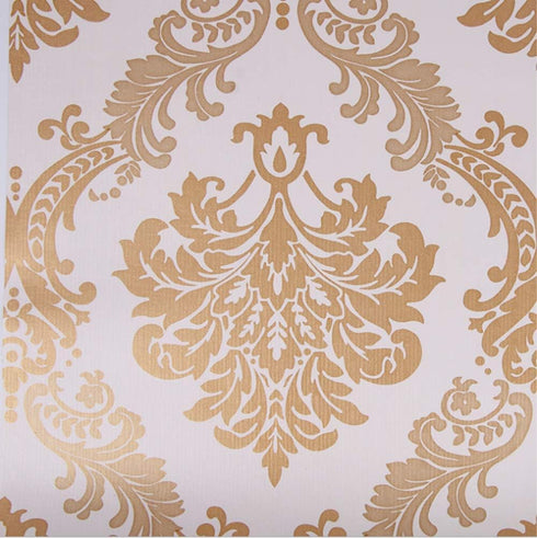 Lependor Damask Peel and Stick Wallpaper Removable Printed Stick Wall Paper Decorative Self Adhesive Shelf Drawer Liner Roll - 17.71" X 393" - 48.45 sq. ft. (17.71" X 32.8 ft,Gold Damask) by Lependor
