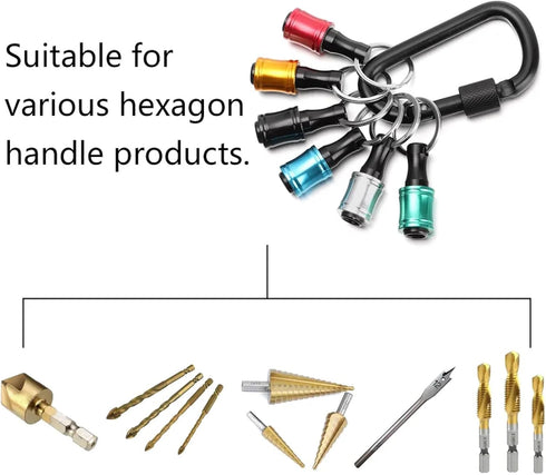 1/4 inch Hex Shank Bit Holder, 6pcs Quick Release Drill Bit Holder for Impact Driver, Portable Screwdriver Bits Holder