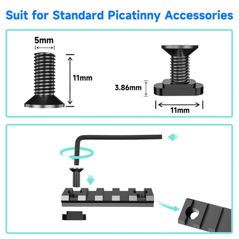 24 PCS Mlok Screws and Nuts Replacement Sets, M-Lok Rail Mount Screws & T-Nuts Accessories with Allen Wrench