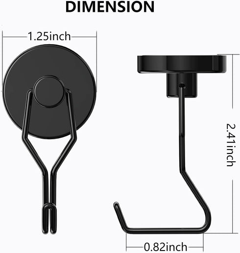 Tohoer Magnetic Hooks, 100LBS Neodymium Magnets Hook Heavy Duty with Rust Proof for Fridge, Oven, Grill, BBQ, Key,