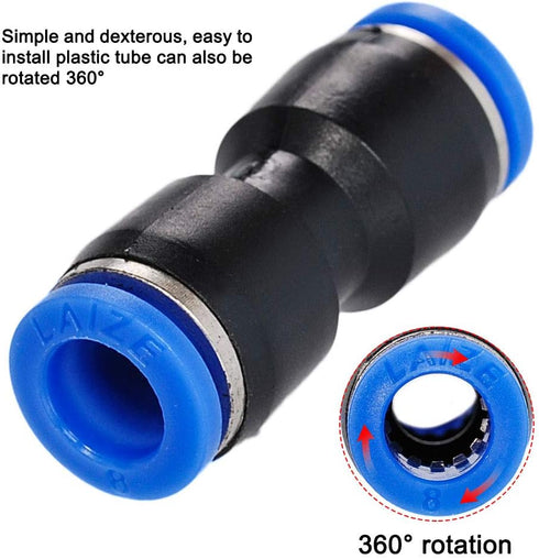 Straight Push Connectors, 12 X 4mm to 4mm Quick Release Pneumatic Connectors for Air Line Fittings (5/32, 2 Way)