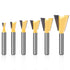 KOWOOD Dovetail Router Bit Set, 6 Sizes with 1/4 Inch Shank for Wood Milling Cutter Tool