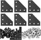 2020 Corner Bracket Connectors 6mm Slot L Shape Joint Plates, 5 Hole, 6 Sets for 2020 Series (L Black)
