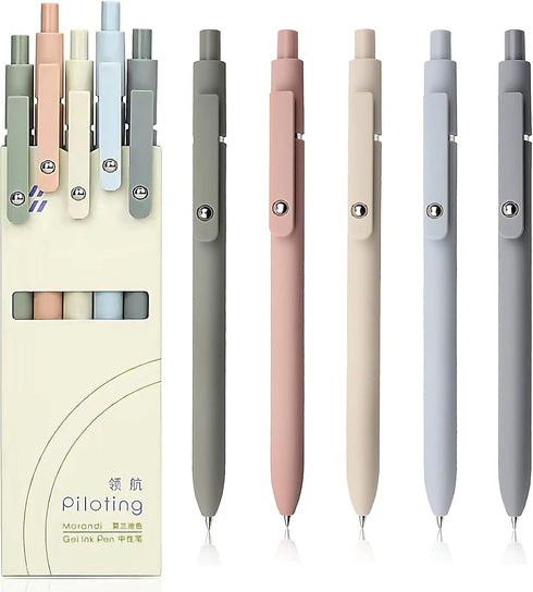 Gel Pens, 0.5mm Fine Point, Smooth Writing Japanese Cute Black Ink Pens for Journaling, School Office Supplies (5 Pcs
