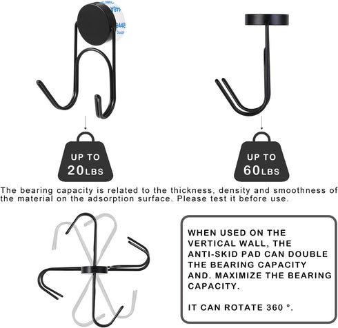 Magnetic Hooks 304 Stainless Steel Heavy Duty, 8 Pack Hanging Hooks for Refrigerator, Grill, Outdoor