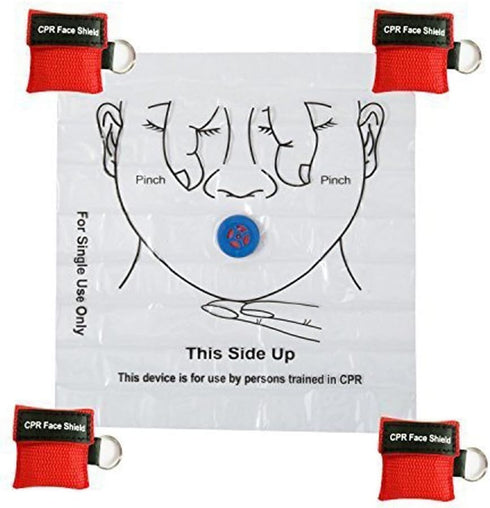 5pcs CPR Face Shield Mask Keychain Ring, Emergency Kit for First Aid or CPR Training, Blue