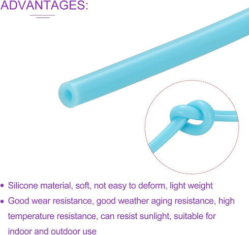 DMiotech 2mm ID 4mm OD 10 Feet Sky Blue Silicone Tube, Industrial Tubing for Water Air Pump
