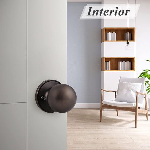 Probrico Oil Rubbed Bronze Ball Passage Door Knobs - Keyless Door Lock
