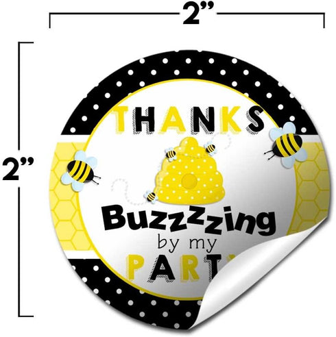 Bumble Bee Birthday Party Thank You Sticker Labels - 40 2" Party Circle Stickers by AmandaCreation for Party Favors,
