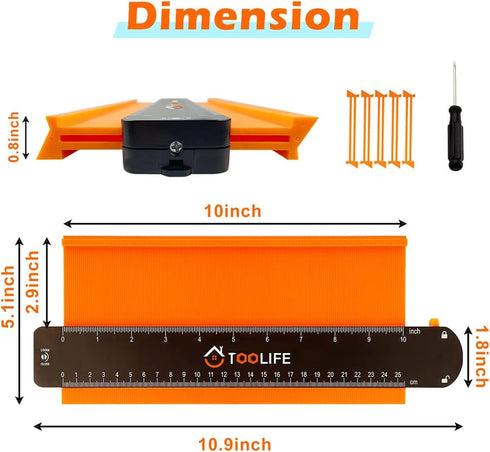 Gadgets(10Inch) TOOLIFE Contour Gauge,Christmas Gifts for Men Dad Husband,Woodworking Tools for Flooring Carpentry