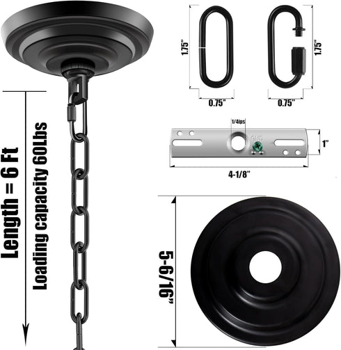 5-5/16 Inch 6 Light Canopy Kit with Feet Hanging Chain, Heavy Duty, Replacement Cover Plate for Chandelier, Pendant