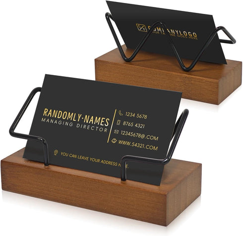 Bershaker 2 Pack Wood Business Card Holder for Desk, Wooden Business Name Card