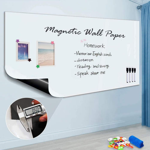 Magnetic Whiteboard Sticker for Wall/Door, 36" x 24" Large Self Adhesive White Board