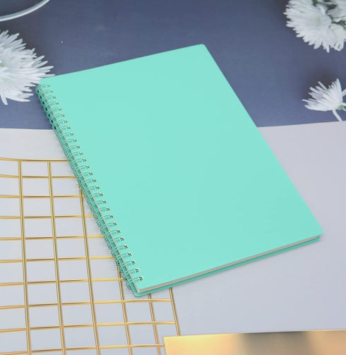 Yansanido Spiral Notebook, 4 Pcs, 10.5 Inch x 7.45 Inch, B5 Thick Plastic Hardcover, 7mm College Ruled, 80 Sheets,