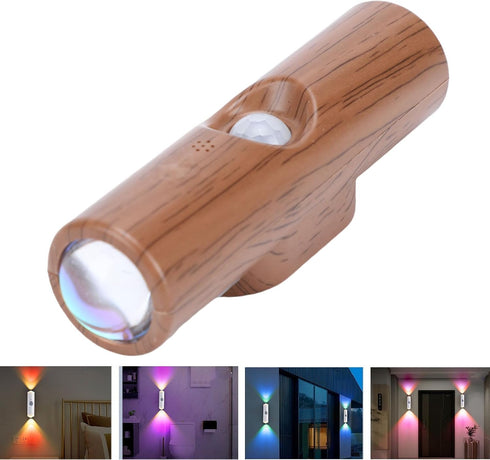 (#2) Bewinner Motion Sensor Wall Sconce | Double Head LED Night Light with Rechargeable Battery for Hallway Stairs