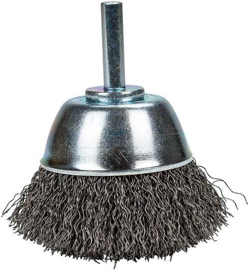 Forney 60005 Cup Brush, Coarse Crimped Wire, 2 1/2-Inch with 1/4-Inch Shank