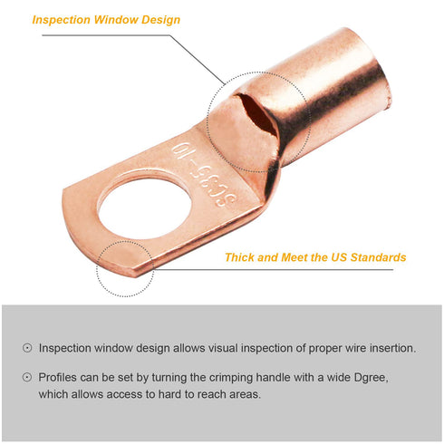 TKDMR 195Pcs Copper Wire Lugs AWG2 4 6 8 10 12 with Heat Shrink Set for Battery Cable Ends