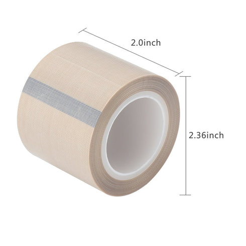 2" Width x 11 Yard Roll PTFE Coated Fiberglass High Temperature Tape, Silicone Adhesive Cloth, Beige