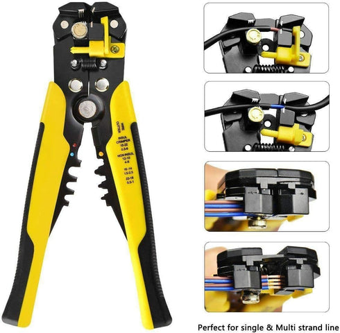 szhdxsy Wire Stripper, Self-Adjusting 8" Stripping/Crimping Tool for 10-24 AWG, Multi-Function Hand Tool