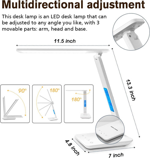 LAOPAO Desk Lamp with Wireless Charger: USB Charging Port, Table Lamp with Clock, Desk Lamps for Home Office College