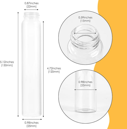 50ml Clear Glass Vials with Screw Caps, Small Liquid Sample Test Tubes, 12PCS Leak-Proof Bottles