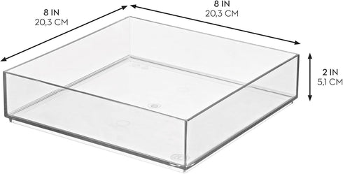 Set 4, iDesign Stackable Makeup Drawer Organizer Tray - Vanity Organizer or Desk Organizer, of Clear