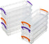 WUWEOT 9 Pack Large Pencil Box, Stackable Clear Plastic Case, Painting Brush Storage Box with Snap-Tight Lid