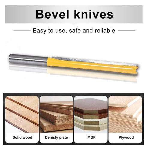 HOHXEN 1/4-Inch 3/8 Inch 3 Inch (Pack 1) Double Flute Straight Bits, Shank Straight Router Bits Width Woodworking