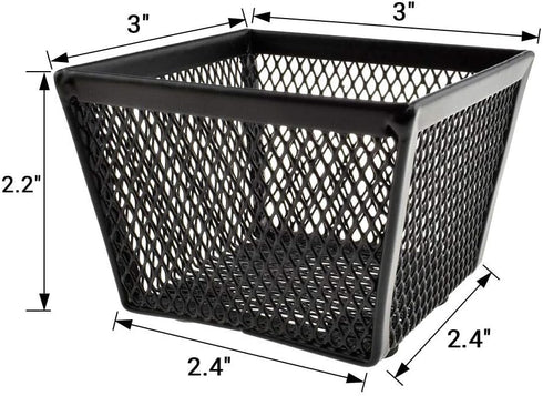 HAHIYO Stackable Paper Clip Mesh Holder Cup, 2.2" Height, 2 Pack Black, Sturdy PaperClip Holder for Desk Organizer