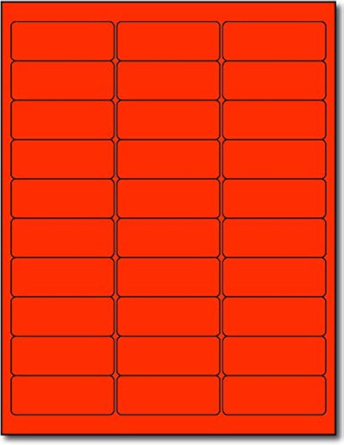 Fluorescent Address Labels - 1" x 2-5/8", 30 Per Sheet, Bright Neon Mailing Stickers for High Visibility