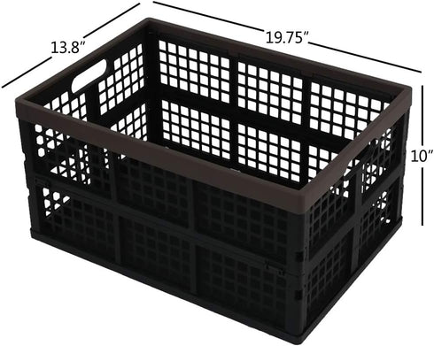 Lesbin 2-Pack 42 L Plastic Staking Folding Storage Basket Crates, Extra Large Plastic Crate Storage