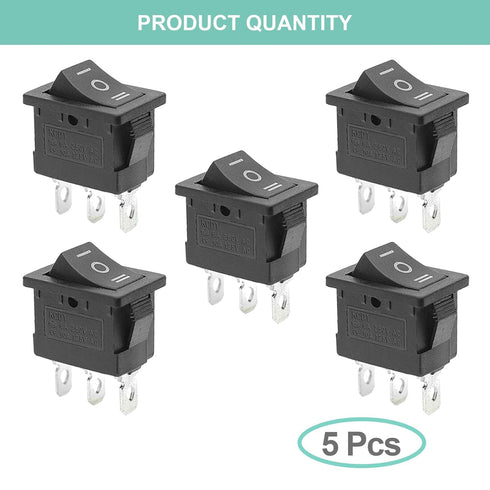 QTEATAK 5Pcs On/Off/On Boat Toggle Rocker Switch, 3 Pin 3 Position, 12V 110V 250V